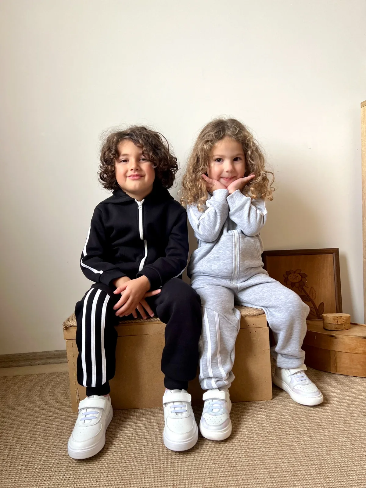 Black and grey childrenswear sportswear sets
