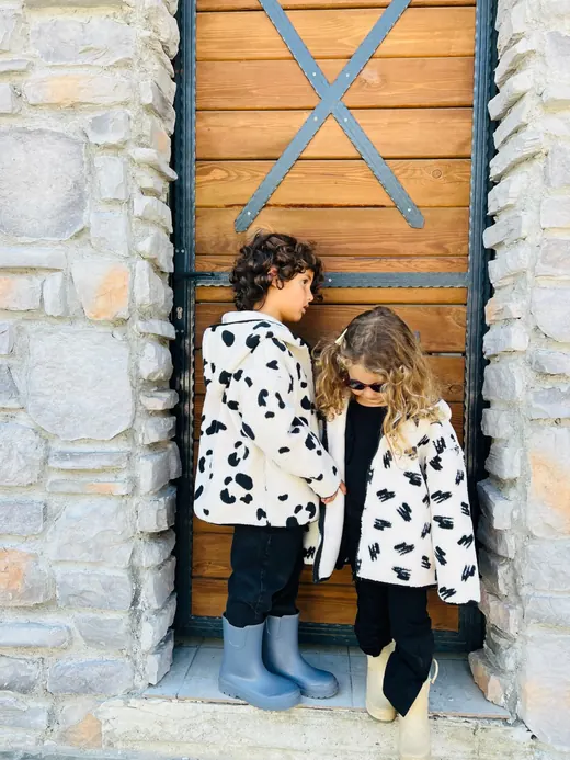 Black and white printed childrenswear sweatshirt set