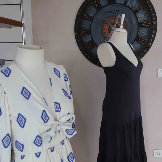Pattern room workspace and dress forms