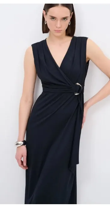 Black sleeveless wrap womenswear dress