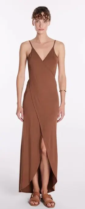 Brown sleeveless wide-leg womenswear jumpsuit