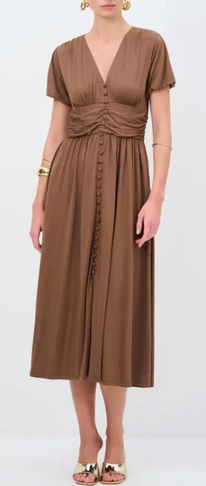 Brown button-front womenswear maxi skirt