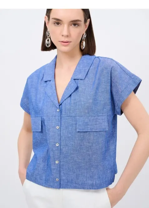 Blue short-sleeve womenswear shirt