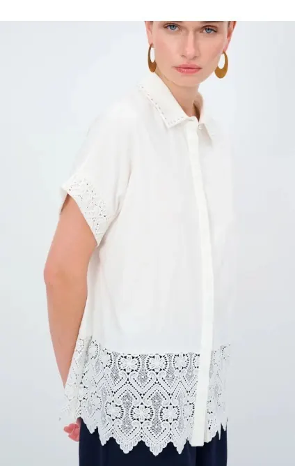 White womenswear blouse with lace detail
