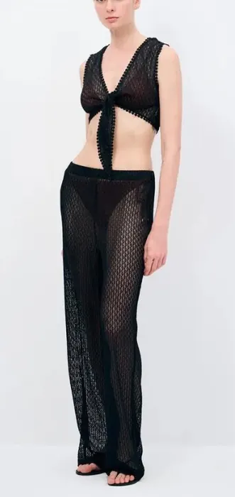 Black mesh womenswear beach trousers