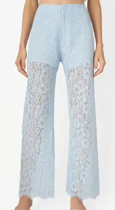 White lace wide-leg womenswear trousers