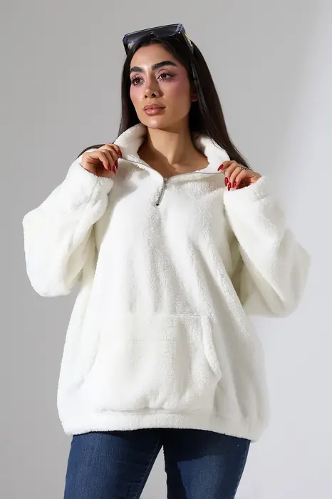 White oversized hooded womenswear sweatshirt