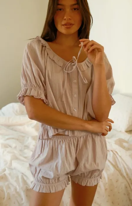 Beige gathered womenswear summer set
