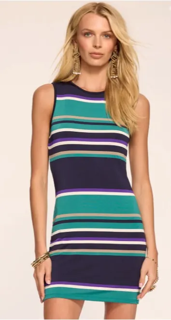 Multicolour striped womenswear knit dress