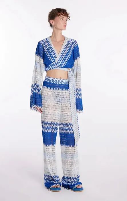 Blue and white crochet womenswear beach set
