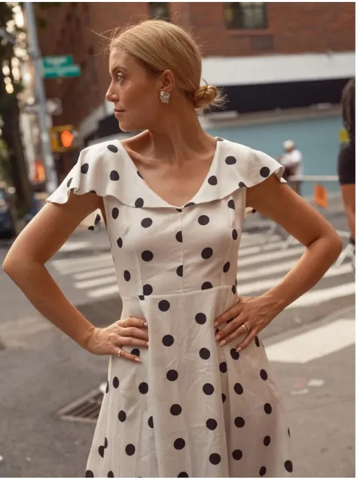 White womenswear dress with black polka dots
