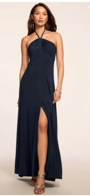Navy slit womenswear maxi dress