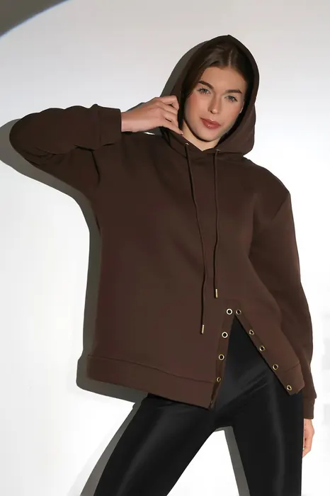 Brown hooded womenswear jacket
